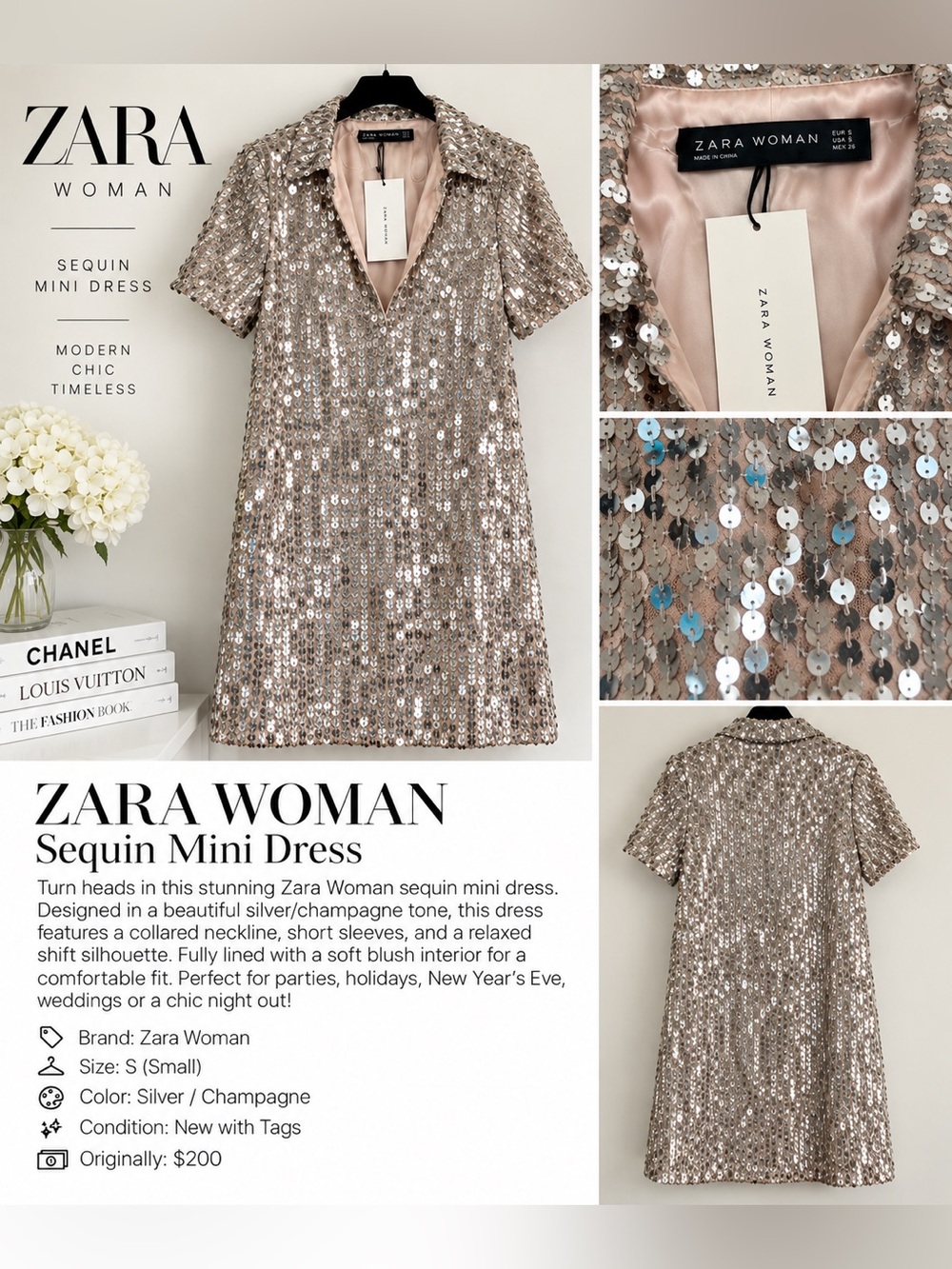 Zara Woman Sequin Mini Dress – NWT